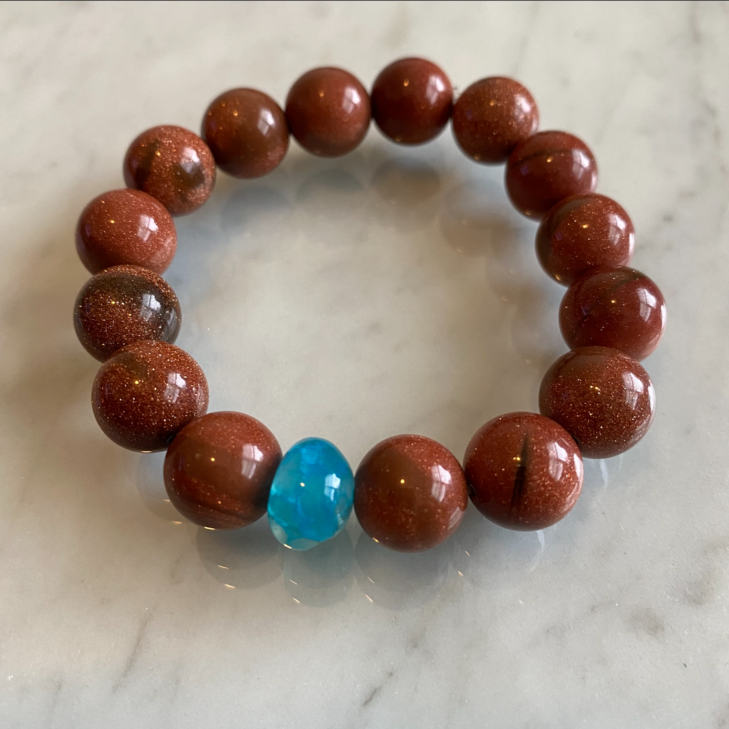 Brown Love + Blue Crystal Stone Women Bracelet