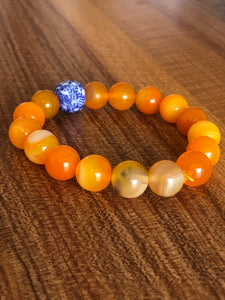 Rapture Orange + Ghanaian Krobo Bead Bracelet