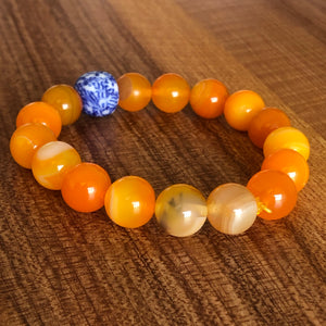 Rapture Orange + Ghanaian Krobo Bead Bracelet